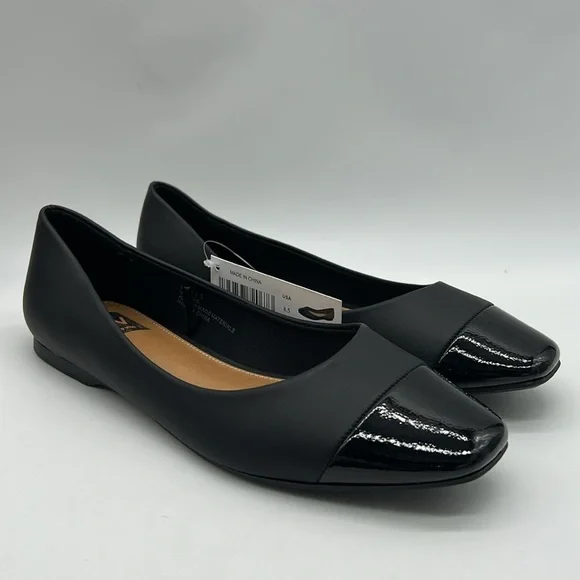 DV by Dolce Vita Malanie Toe Cap Ballet Flats Black Vegan Shoes Size 8 NWB - Picture 4 of 14